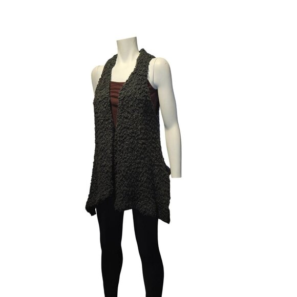 2/$35- BCBGeneration Womens Textured Knit Open Vest Sleeveless Charcoal Gray S - Picture 7 of 9